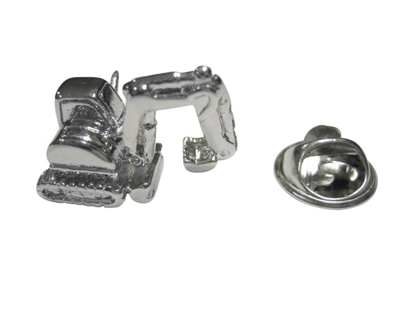 Silver Toned Excavator Heavy Machinery Lapel Pin