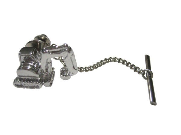 Silver Toned Excavator Heavy Machinery Tie Tack