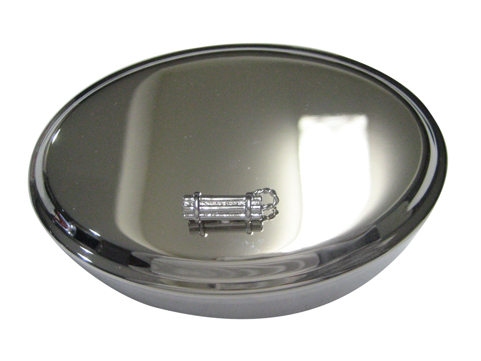 Silver Toned Explosive Dynamite Oval Trinket Jewelry Box