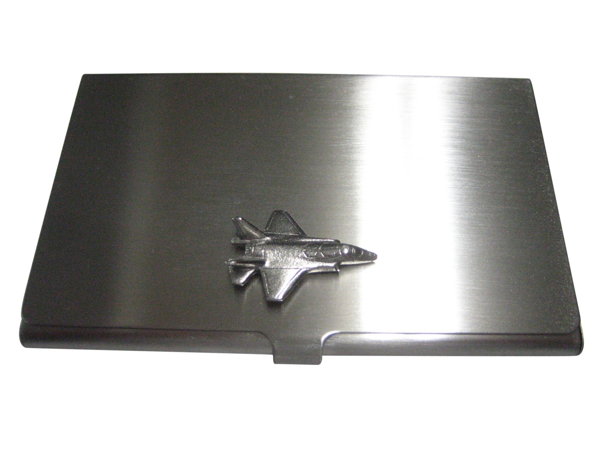 Silver Toned F35 Fighter Jet Plane Business Card Holder