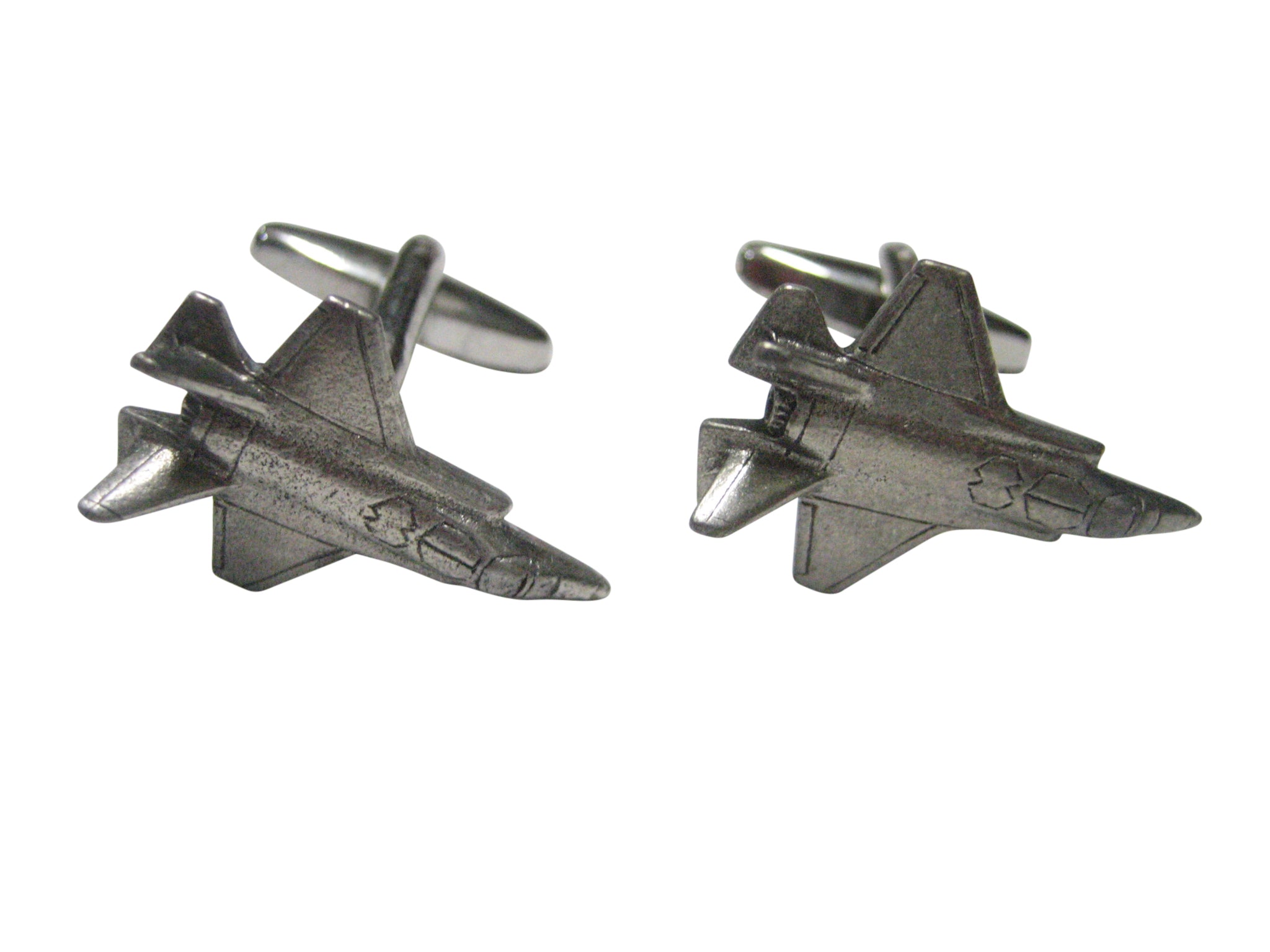 Silver Toned F35 Fighter Jet Plane Cufflinks