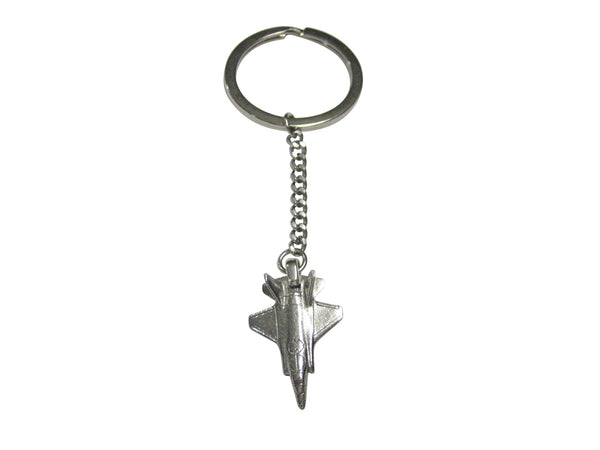 Silver Toned F35 Fighter Jet Plane Pendant Keychain