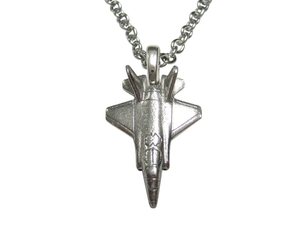 Silver Toned F35 Fighter Jet Plane Pendant Necklace