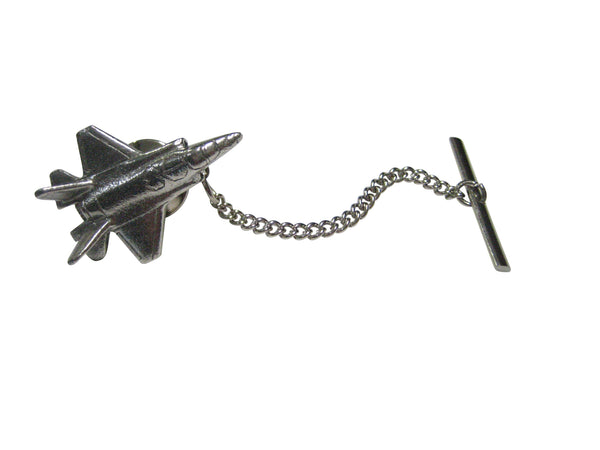 Silver Toned F35 Fighter Jet Plane Tie Tack