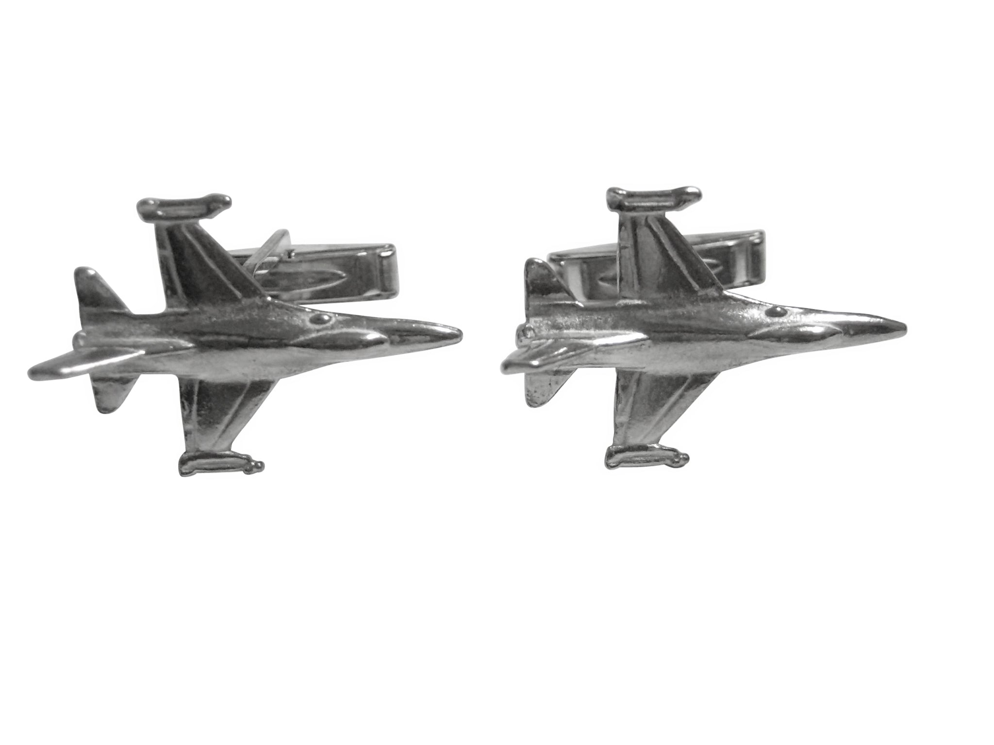 Silver Toned Falcon Jet Plane Cufflinks