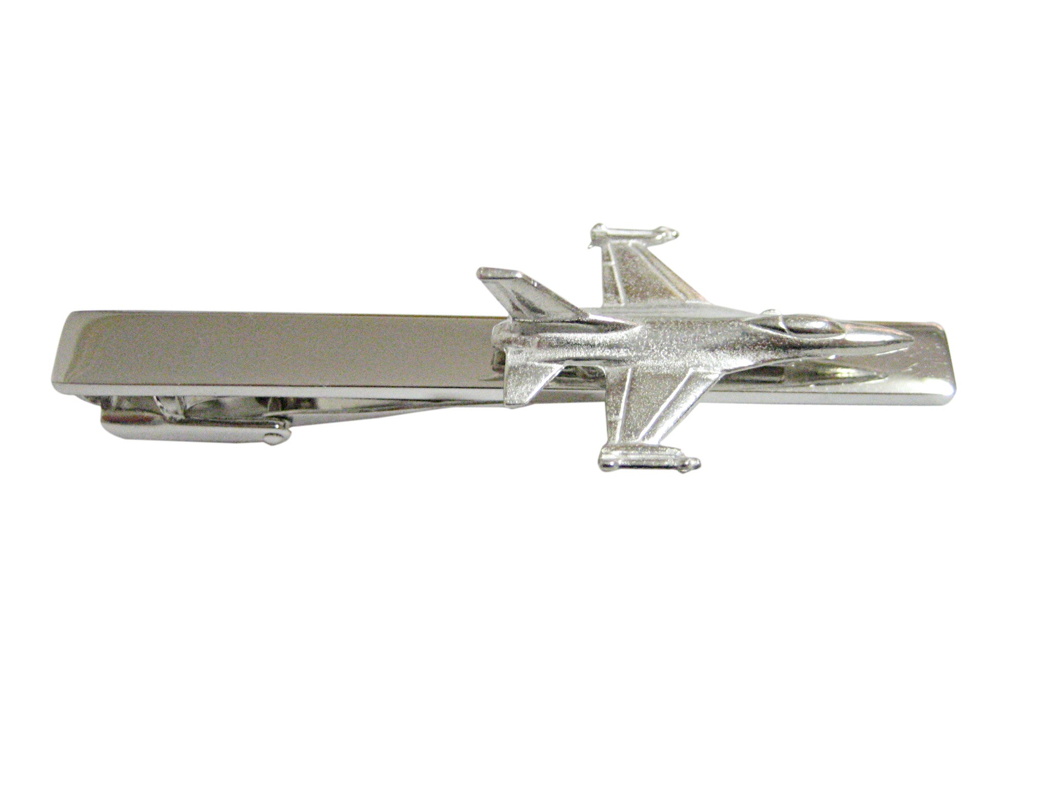 Silver Toned Falcon Plane Square Tie Clip
