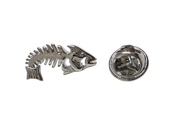 Silver Toned Fish Bone Lapel Pin