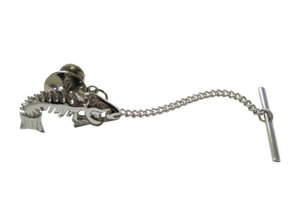 Silver Toned Fish Bone Tie Tack