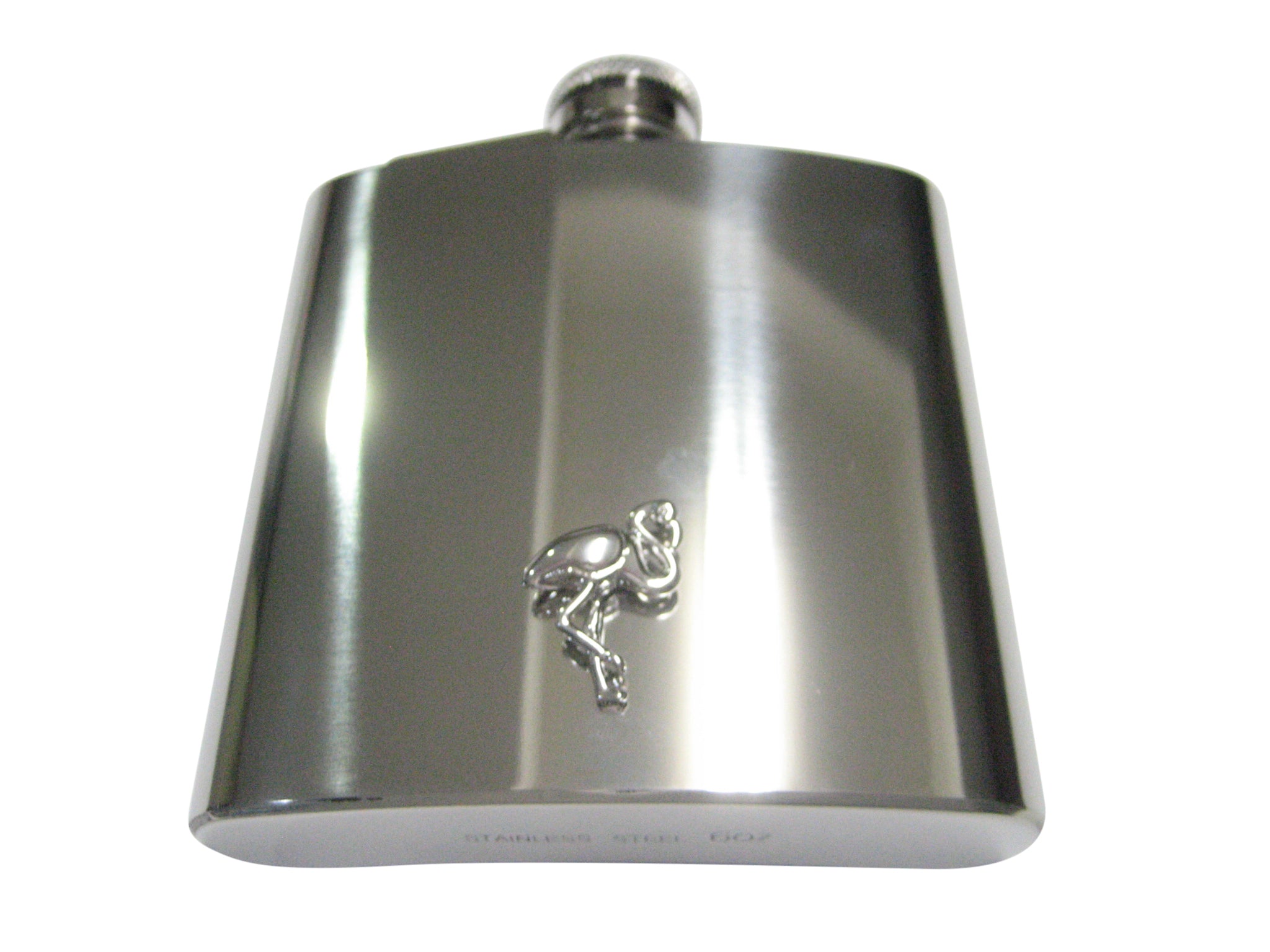 Silver Toned Flamingo Bird 6oz Flask