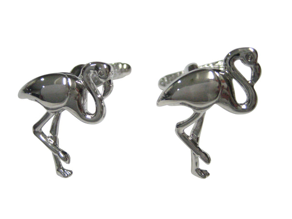 Silver Toned Flamingo Bird Cufflinks