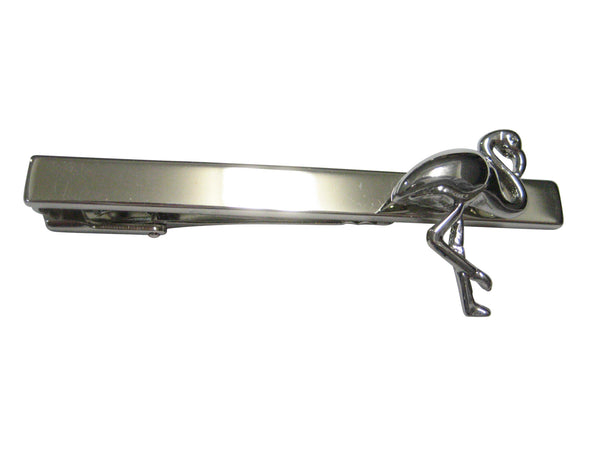 Silver Toned Flamingo Bird Tie Clip