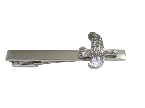 Silver Toned Flying Bird Square Tie Clip