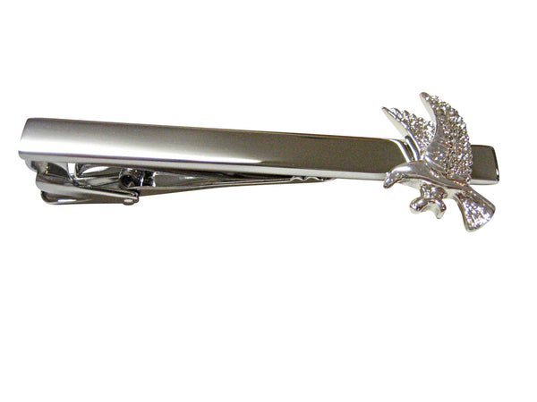 Silver Toned Eagle Bird Square Tie Clip