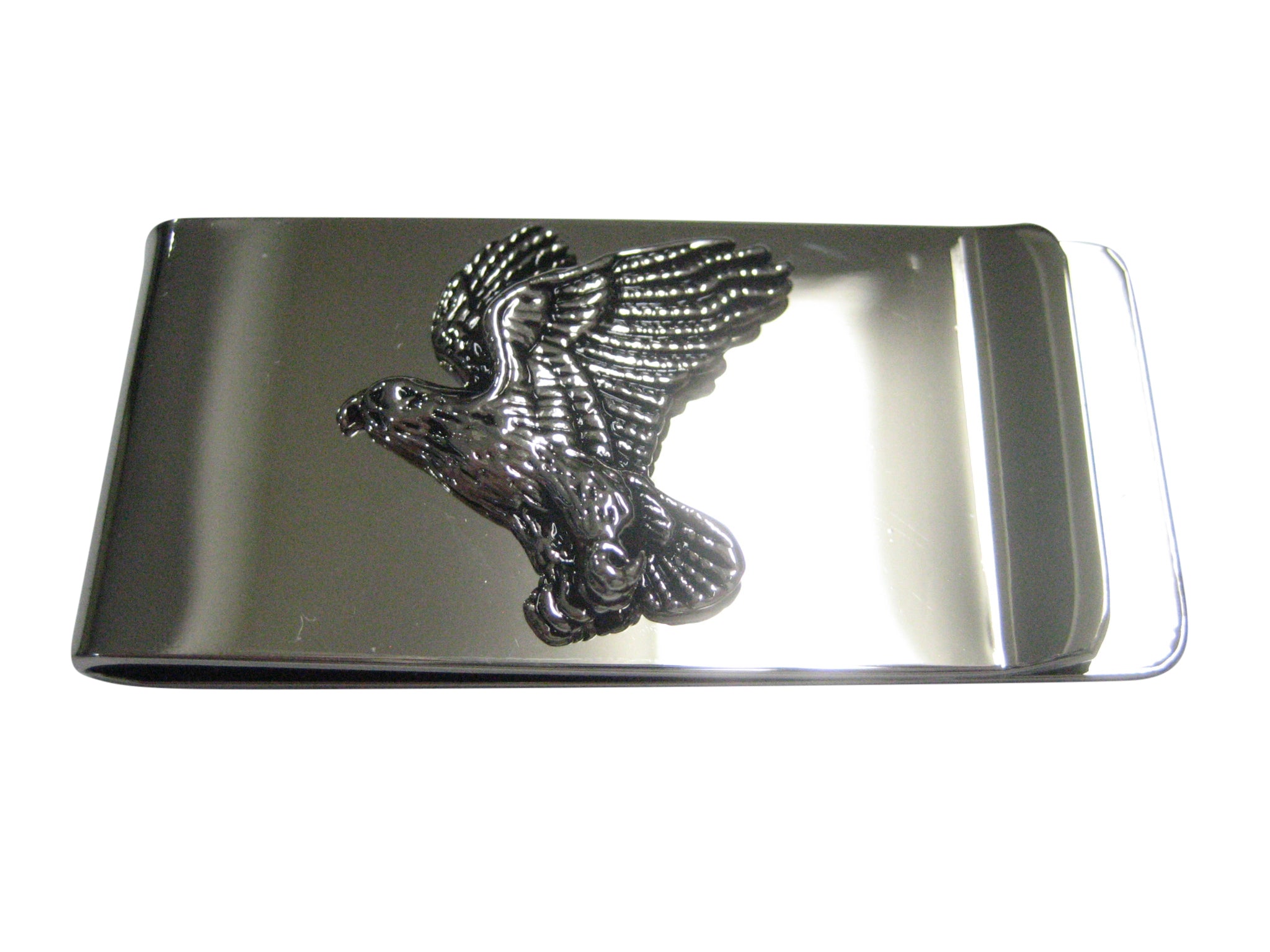 Silver Toned Flying Hawk Bird Money Clip
