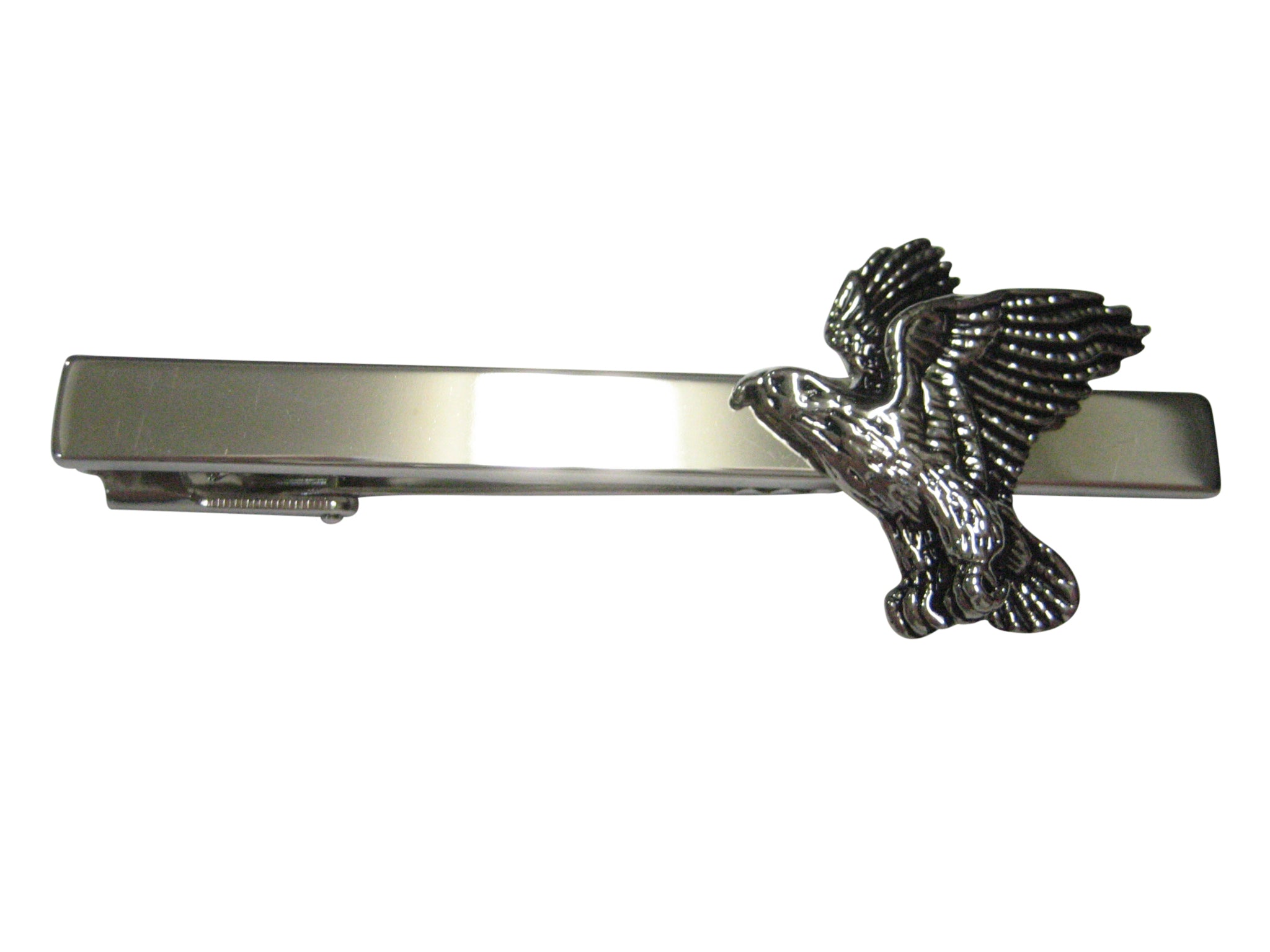 Silver Toned Flying Hawk Bird Tie Clip