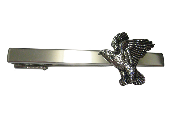 Silver Toned Flying Hawk Bird Tie Clip