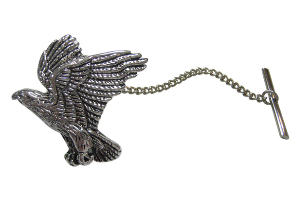 Silver Toned Flying Hawk Bird Tie Tack