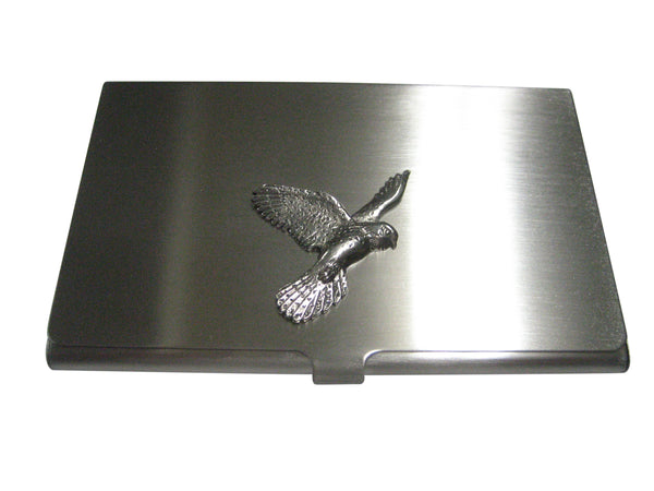Silver Toned Flying Kestrel Bird Business Card holder