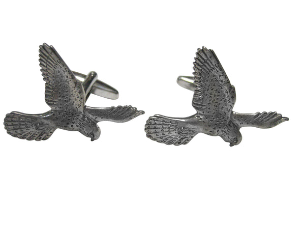 Silver Toned Flying Kestrel Bird Cufflinks