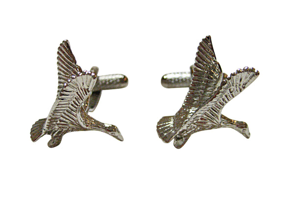 Silver Toned Flying Mallard Duck Cufflinks