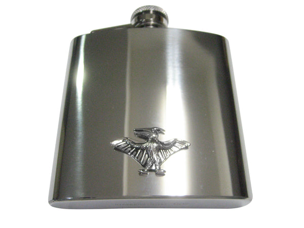 Silver Toned Flying Pterodactyl Dinosaur 6oz Flask