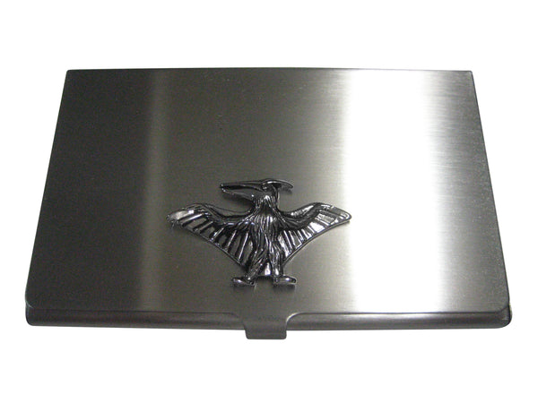 Silver Toned Flying Pterodactyl Dinosaur Business Card Holder