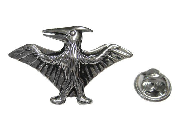 Silver Toned Flying Pterodactyl Dinosaur Lapel Pin