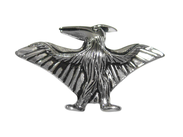 Silver Toned Flying Pterodactyl Dinosaur Magnet