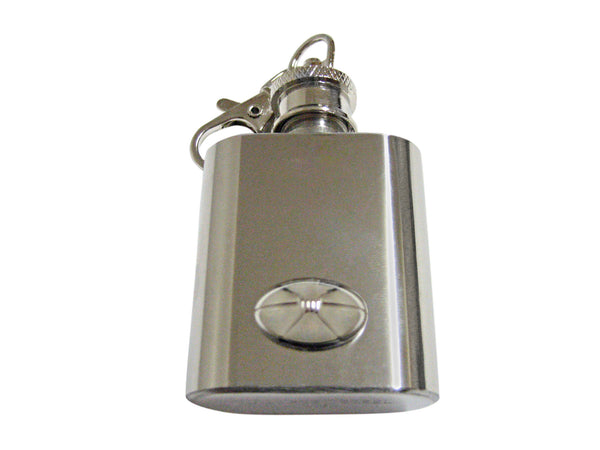Silver Toned Football 1 Oz. Stainless Steel Key Chain Flask