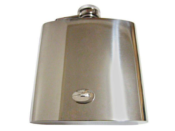 Silver Toned Football Sports 6 Oz. Stainless Steel Flask