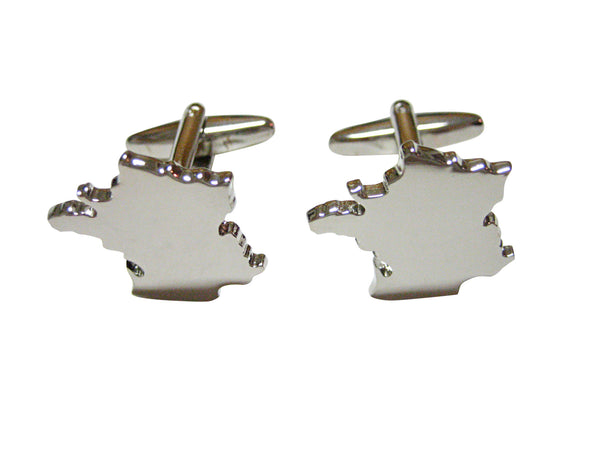 Silver Toned France Map Cufflinks