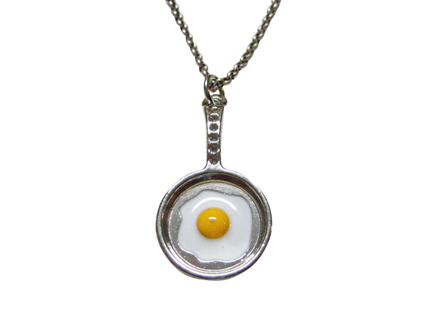 Silver Toned Fried Egg Pendant Necklace