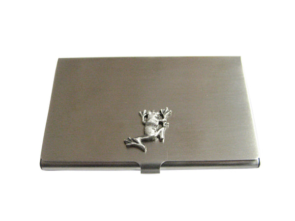 Silver Toned Frog Business Card Holder