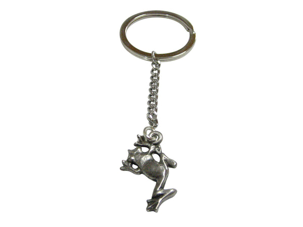 Silver Toned Frog Pendant Keychain