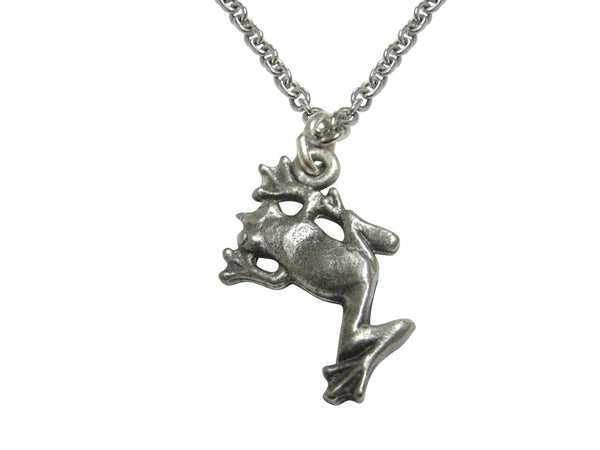 Silver Toned Frog Pendant Necklace