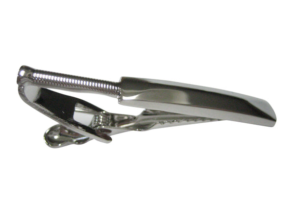Silver Toned Full Cricket Sport Bat Tie Clip