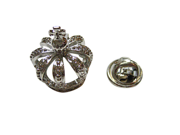 Silver Toned Full Crown Lapel Pin