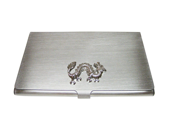 Silver Toned Full Length Dragon Business Card Holder