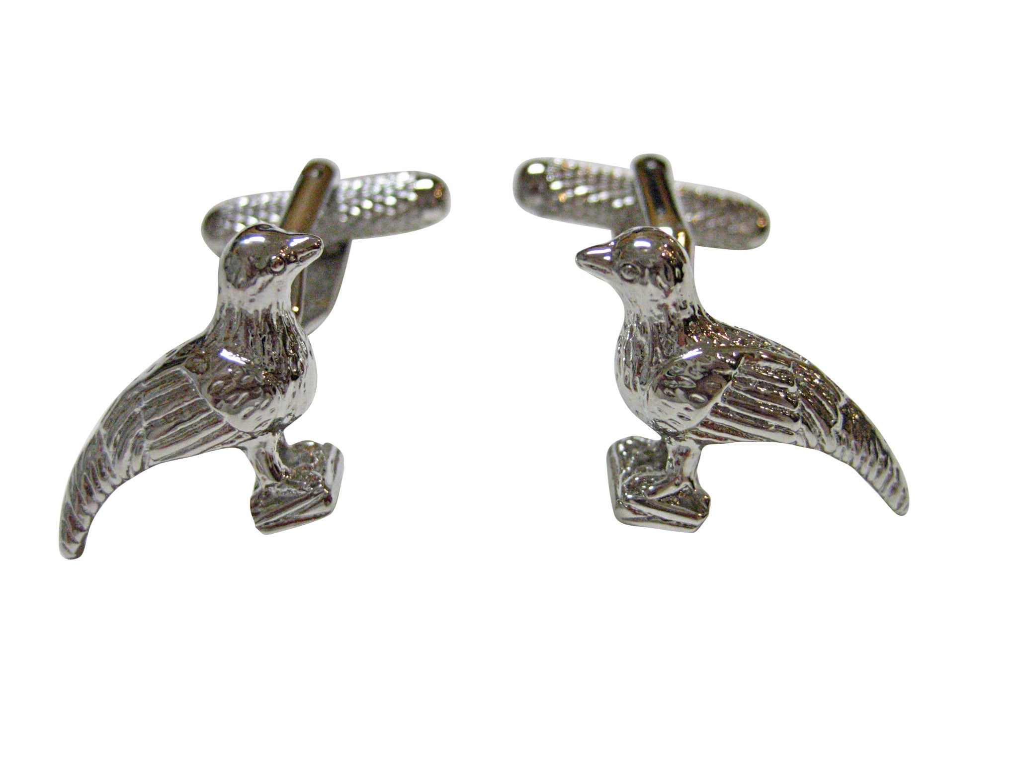 Silver Toned Full Body Pheasant Bird Cufflinks