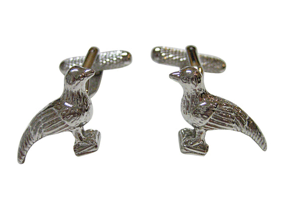 Silver Toned Full Body Pheasant Bird Cufflinks