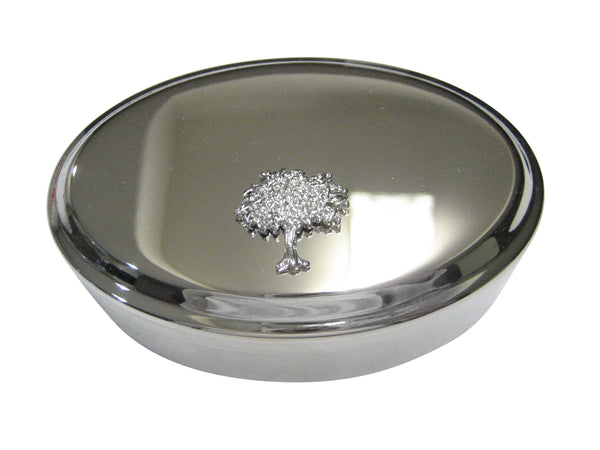 Silver Toned Full Tree Design Oval Trinket Jewelry Box