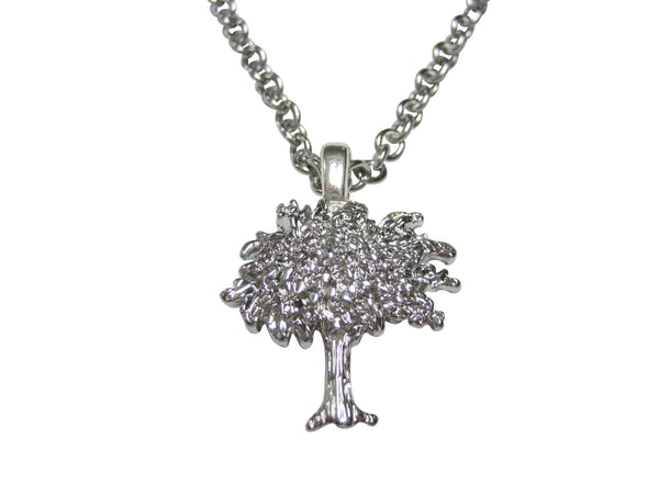 Silver Toned Full Tree Design Pendant Necklace