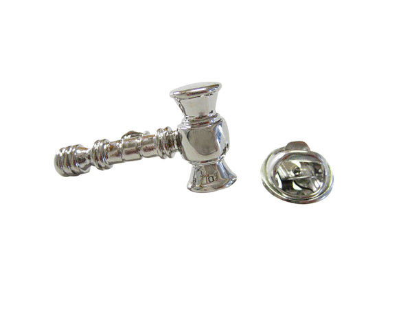 Silver Toned Gavel Law Lapel Pin