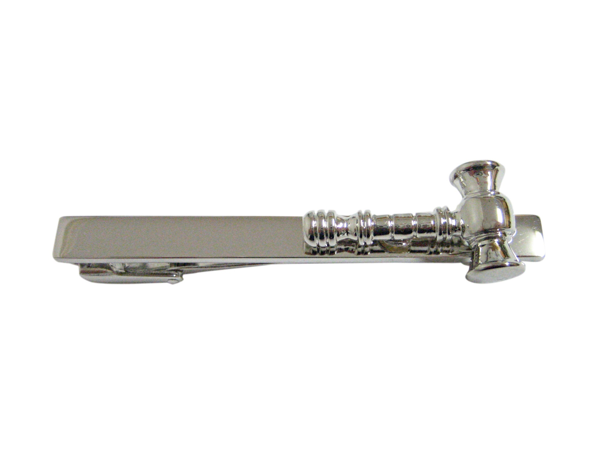 Silver Toned Gavel Law Square Tie Clip