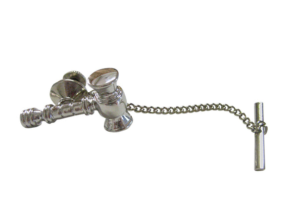 Silver Toned Gavel Law Tie Tack