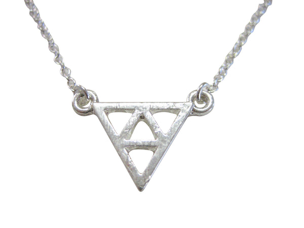 Silver Toned Geometric Triangle Design Pendant Necklace
