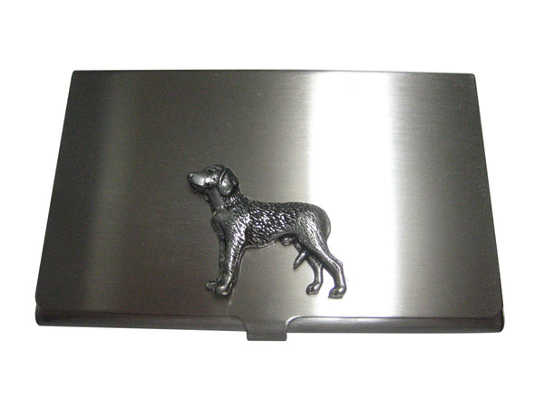 Silver Toned German Wire Haired Dog Business Card Holder