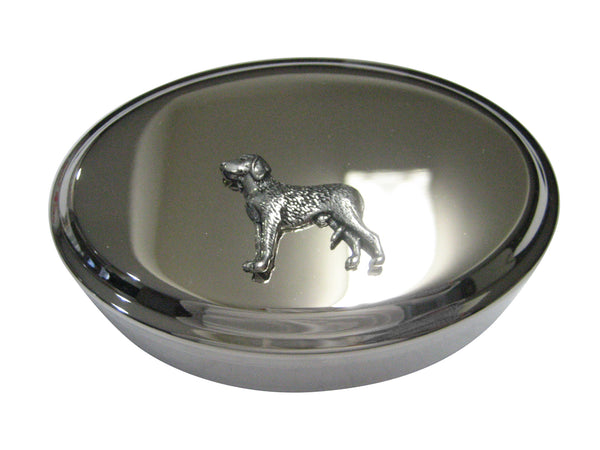 Silver Toned German Wire Haired Dog Oval Trinket Jewelry Box