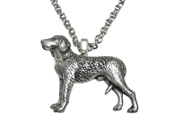 Silver Toned German Wire Haired Dog Pendant Necklace