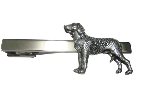 Silver Toned German Wire Haired Dog Square Tie Clip